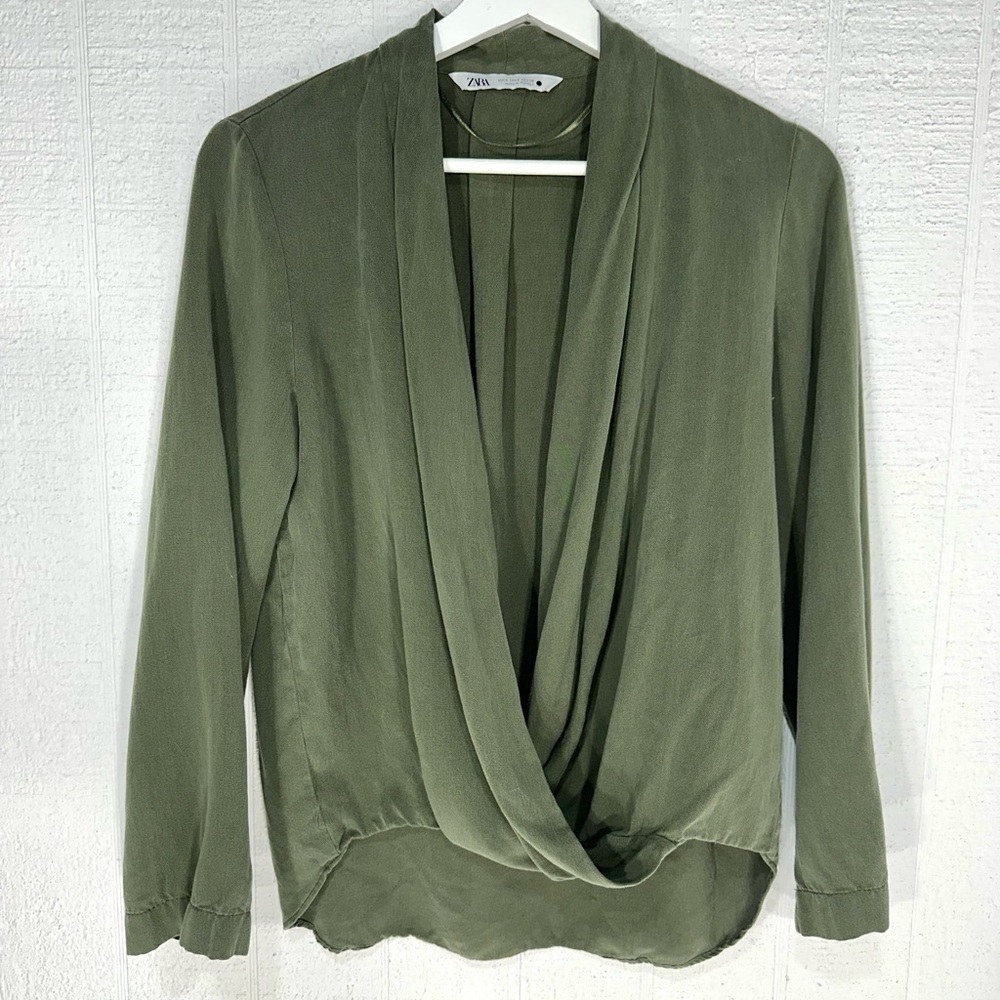 Zara drape front top green size S